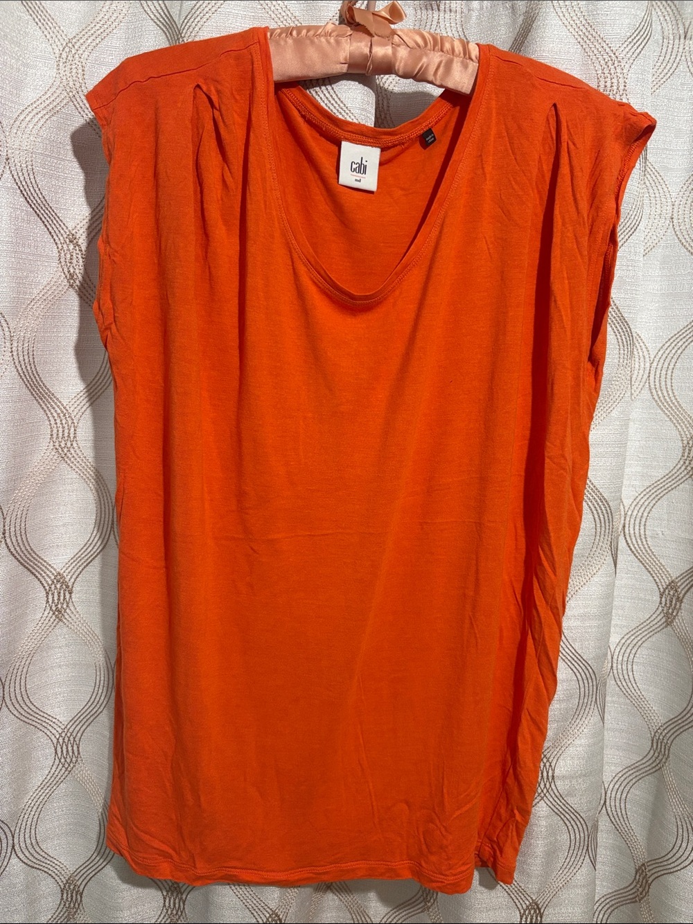 CAbi Bright Orange Cap-Sleeve Scoop Neck Tank